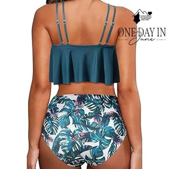 Adisputent High Waist Flounce Bikini Swimsuit Size XL - Picture 2 of 6